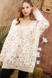 Long sleeve button front leopard print cardigan in S/M-M/L