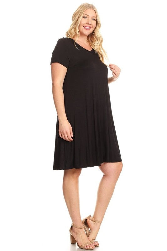 Plus size black A-Line Dress in Relaxed Fit Blushing Betty Plus size black A-Line Dress in Relaxed Fit Blushing Betty
