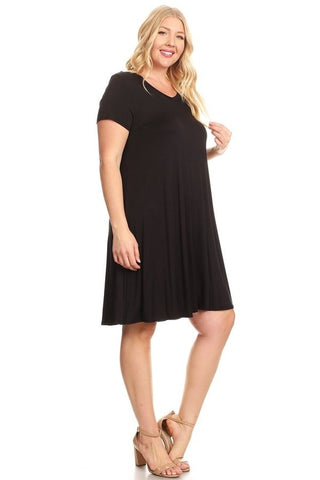 Plus size black A-Line Dress in Relaxed Fit