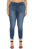 Plus Size Mid Rise Dark Wash Pull on Cello Skinny Jeans/Jeggings