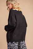 Warm & Cozy Black Sweater with Scallop Neckline & Hemline in S/M-M/L