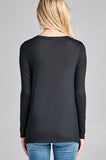 Black Lightweight Long sleeve top with tie at waist S-L
