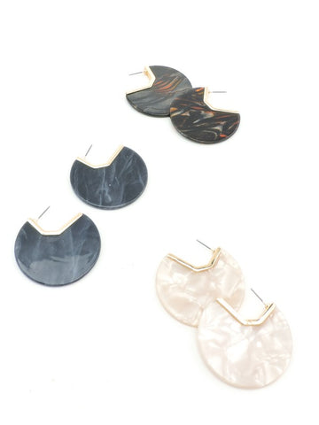 Charcoal acrylic disc earrings