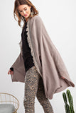 Slouchy Lightweight Cardigan with Fringe Detail in Mushroom in S-L