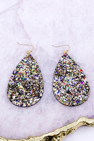 Glitter encrusted teardrop earrings