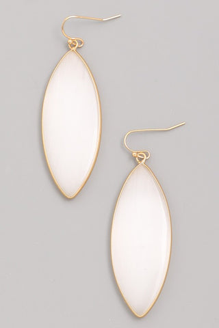 Semi precious stone drop earrings in taupe