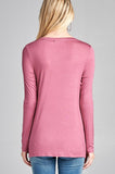 Pink Lightweight Long sleeve top with tie at waist S-L