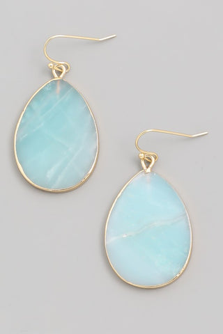 Semi-precious amazonite stone teardrop earrings