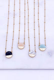 Semi Precious Stone Round Pendant Dainty Necklace