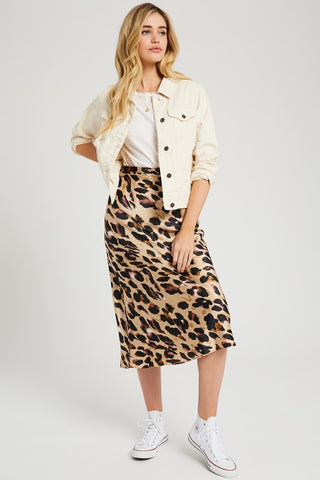 Leopard print midi skirt in sizes S-L