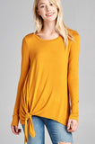 Mustard Lightweight Long sleeve top with tie at waist S-L