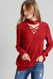 Red Sweater with V Cutout in S-L