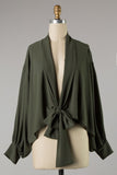 Olive top with shawl collar and deep V in S-L