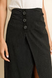 Black midi skirt with front split S-L