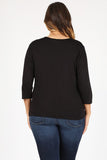 Plus size top in black with side ruched detail