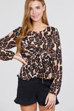 Long sleeve leopard print top in S-L