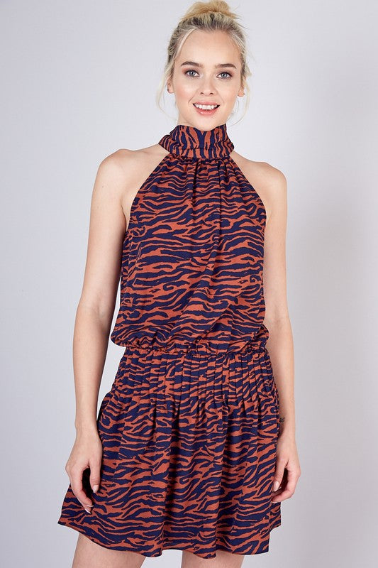 orange tiger stripe dress ORANGE TIGER PRINT SATIN SLIP DRESS Arelia's Dream