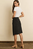 Black midi skirt with front split S-L