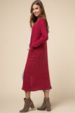 Open front crimson cardigan with pockets in S-L
