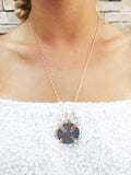 Druzy luxe necklace 24” in smoke blue