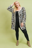Plus size leopard print cardigan sweater