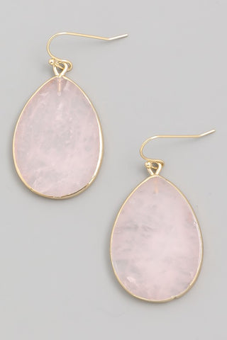Semi-precious stone drop earrings in rose quartz