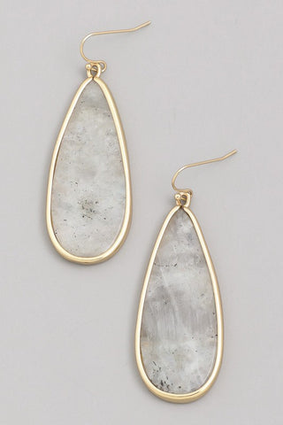 Semi-precious stone drop earrings in labradorite