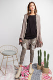 Slouchy Lightweight Cardigan with Fringe Detail in Mushroom in S-L