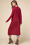 Open front crimson cardigan with pockets in S-L