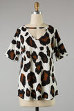 Plus size leopard print loose fit top