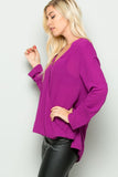 MAGENTA SURPLICE BLOUSE in S-L