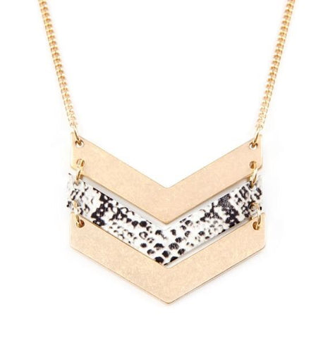 CHEVRON WITH SNAKESKIN NECKLACE