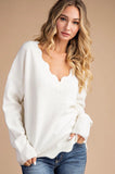 WARM & COZY CREAM SWEATER WITH SCALLOP DETAIL